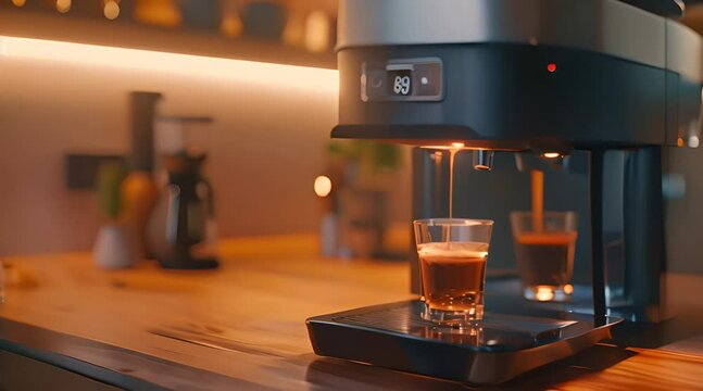 A cup of freshly brewed coffee from a coffee maker. Created by Generative AI
