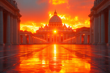 Golden Light Bathes the Vatican
