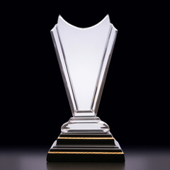 trophy isolated on black background with copy space. Concept winner