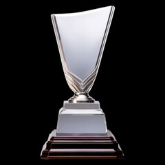 trophy isolated on black background with copy space. Concept winner