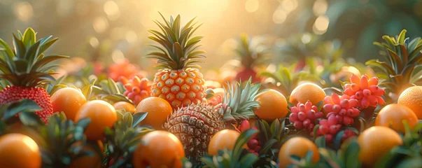 Fotobehang various fresh fruit banner © pickypix