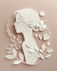 Graceful Paper Art Profile with Botanical Elements