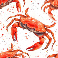 crab sea seamless tile pattern background, ai generated