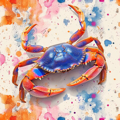 crab sea seamless tile pattern background, ai generated