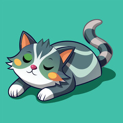 Tired cat lying on its stomach