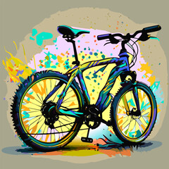 Illustration of a bicycle, on a colorful background