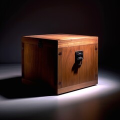 Beautiful mistery box isolated on dark studio background