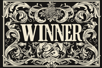 Winner Text Old Typography with Ornament