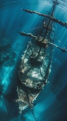 Sunken pirate ships and treasure, mysterious ocean depths