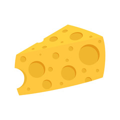 Vector illustration. A piece of cheese on a white background