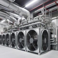 Heavy duty cooling A/C units in a large data center.