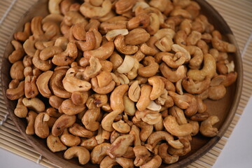 Grilled cashew nuts in a bowl