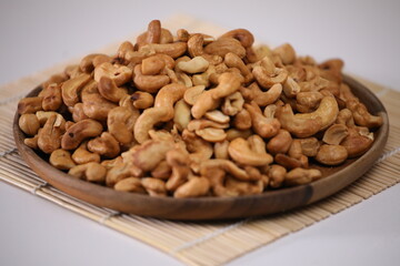Grilled cashew nuts in a bowl
