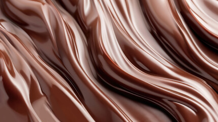 Moving liquid background of chocolate colored waves. Melted milk chocolate background.