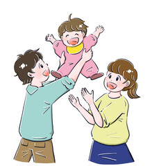 赤ちゃんをあやす夫婦1 高い高い