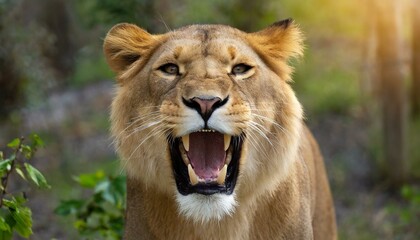  Lioness displaying dangerous teeth