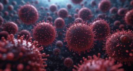 Naklejka na ściany i meble Viral Infection - A microscopic view of a pandemic threat