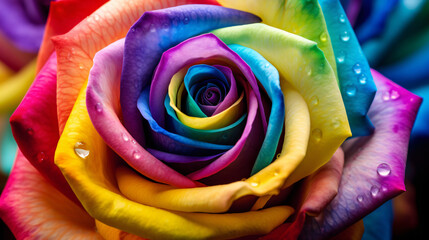 Fototapeta na wymiar Full Frame Close-Up of a Rainbow Rose.