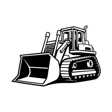 Silhouette of Bulldozer construction vehicle illustration vector