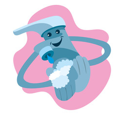 Cartoon illustration of a tap washing its hands: "Just wash your hands and save water"