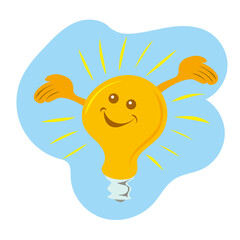Cartoon illustration of a joyful light bulb