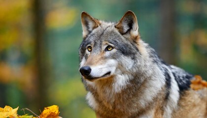Naklejka na ściany i meble A grey wolf Canis lupus 