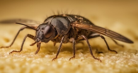 Fototapeta premium Close-up of a bee on a textured surface