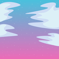 Abstract Background Fantasy Cute Kawaii  Stars Night Sky Blue Pink Vector Design