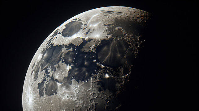 Full View of Moon Back Side, Detailed Real 8K Photo.