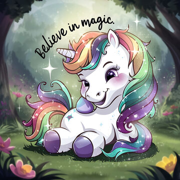 Believing in Magic: A Unicorn with a Rainbow Mane