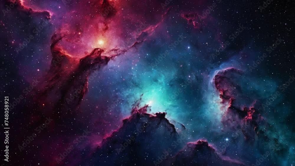 Wall mural colorful space nebula with stars, created with some elements made with generative ai