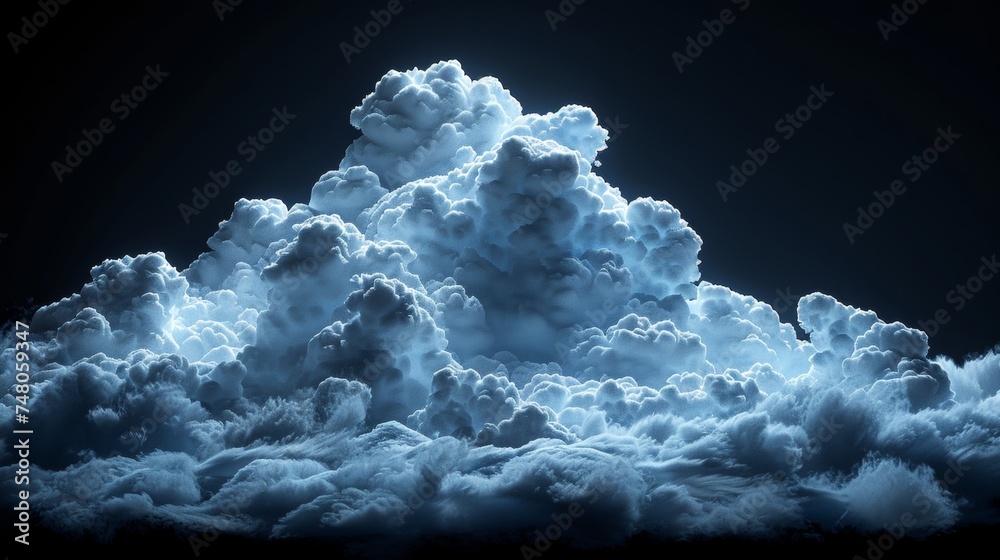 Poster the white clouds are isolated on a black background, while the clouds are set against a black backdr