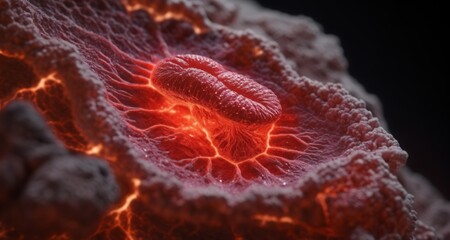  Electric Life - A close-up of a glowing, pulsating creature in a rocky environment