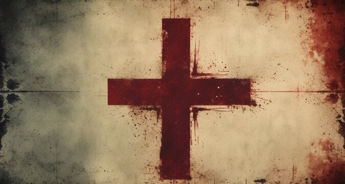  Symbol of hope and aid, a cross stands out against a distressed backdrop