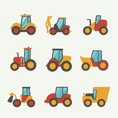 Construction Tractor illustration vector set