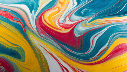 Abstract marbled acrylic painted waves. Colorful background. Fluid painting.