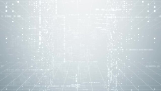 Abstract white particle business corporate digital technology on elegant clean gray Background. Modern motion pattern graphic network cyberspace concept.