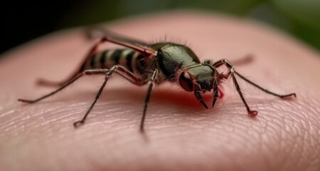  Close-up of a dragonfly resting on a human hand