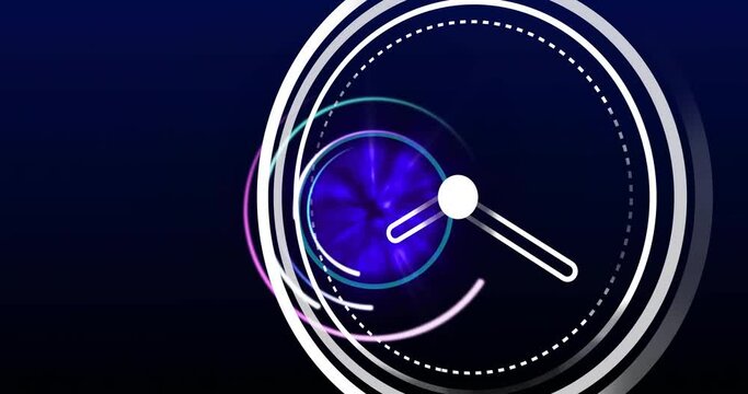 Animation of clock and light trails on dark background