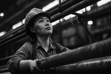 Female Steel Factory Worker at work