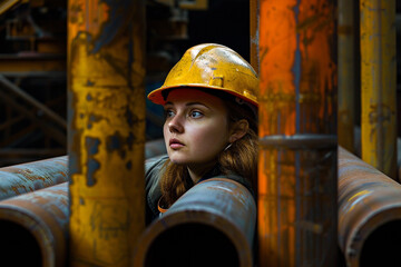 Female Steel Factory Worker at work