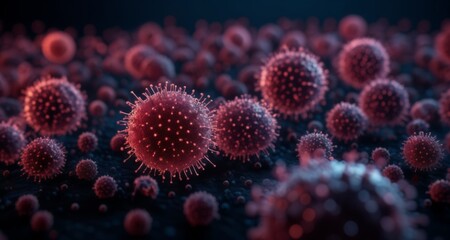 Obraz na płótnie Canvas Microscopic view of a virus colony, a close-up of a scientific study