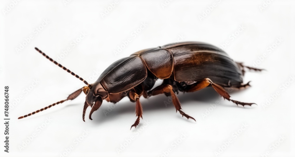 Sticker  Detailed close-up of a cockroach on a white background