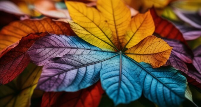  Vibrant autumn leaves in a kaleidoscope of colors