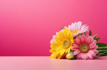 bouquet of flowers on a plain background with space for text