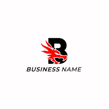 design logo creative letter B and head dragon