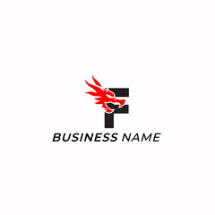 design logo combine letter F and dragon head