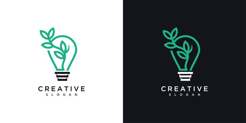 light bulb and leaf logo vector icon. light bulb logo design template elements