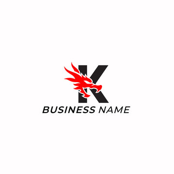 design logo creative letter K and dragon head
