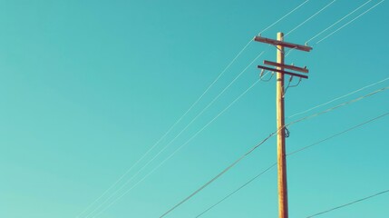 Solar power pole with clear sky background Clean energy concept Power assists in charge of free energy. - obrazy, fototapety, plakaty